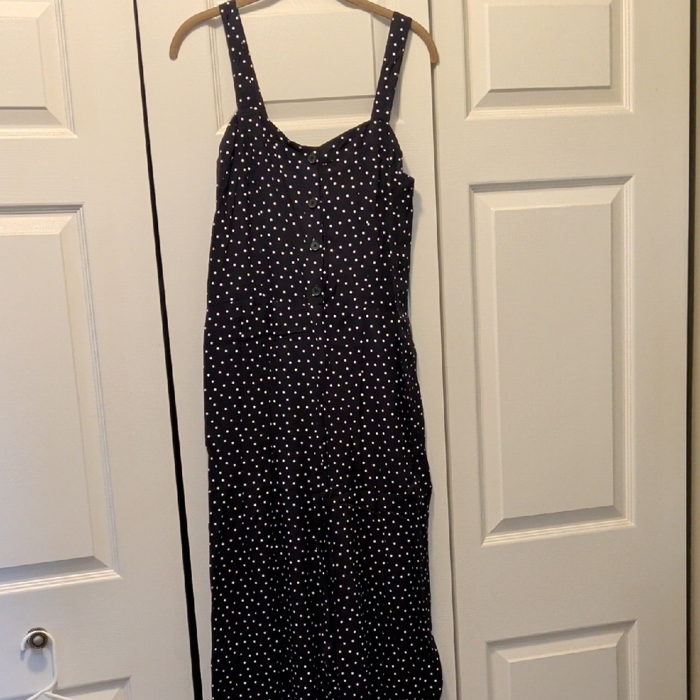LOFT Navy Polka Dot Jumpsuit